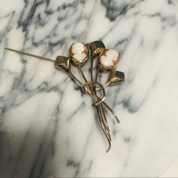 VTG Curtis Cameo DCE 14k Gold Filled Double Shell Cameo Brooch 2.4” - Picture 3 of 6